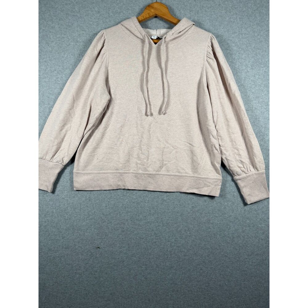 Nine West Women's XL Beige Puff Sleeve Pullover Hoodie Sweatshirt 0713